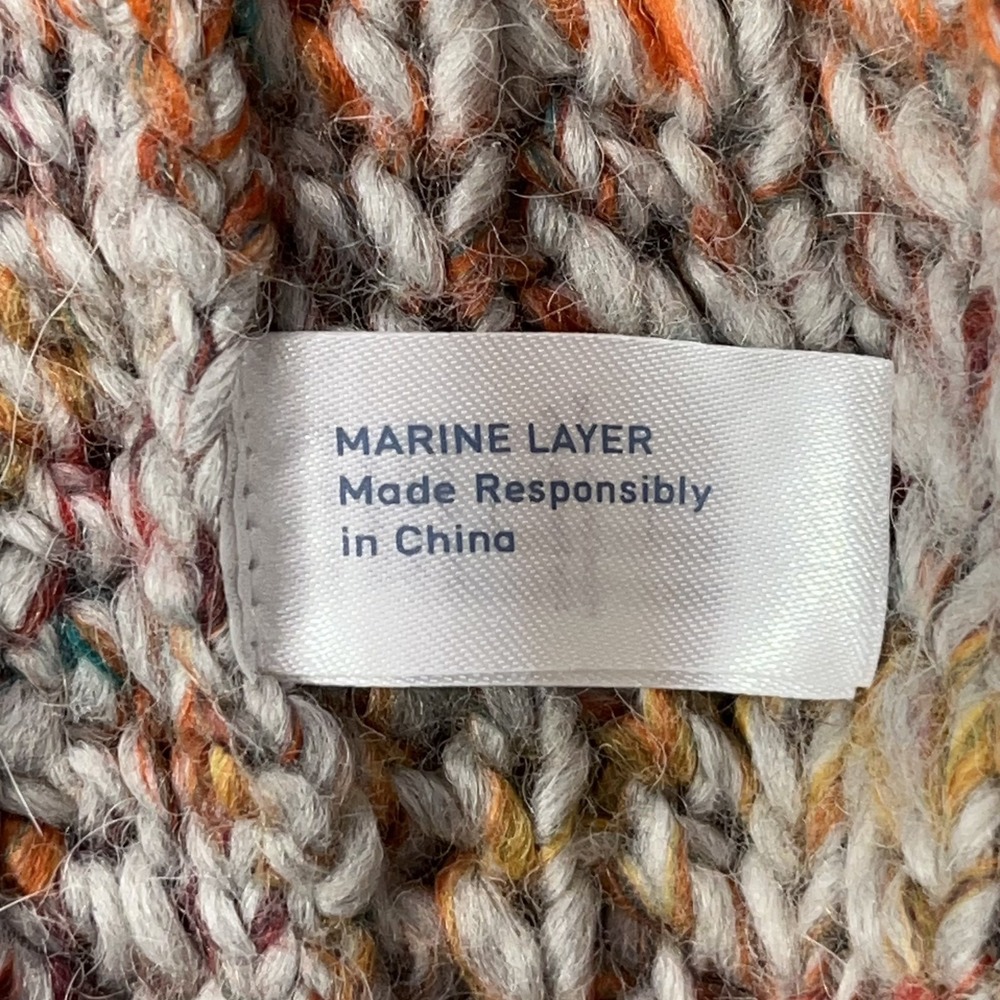 Marine Layer Ontario Cardigan Sweater Women Small Rainbow Marl Chunky Knit - Picture 8 of 14